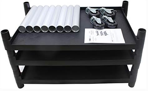 MaxWorks 80774 3-Shelf Utility Plastic Cart with Wheels-225 Lbs Maximum Capacity , Black - Image 6
