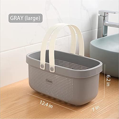 JiatuA Plastic Storage Basket with Handle Portable Shower Caddy Tote Organizer Basket Bin for Bathroom Kitchen Dorm Room Bedroom, Gray - Image 6