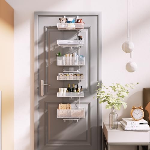 HapiRm Over Door Organizer Storage - Separable Door Organizer Hanging with 6 Metal Large Capacity Baskets for Bathroom Bedroom Kitchen Pantry Closet (White) - Image 6