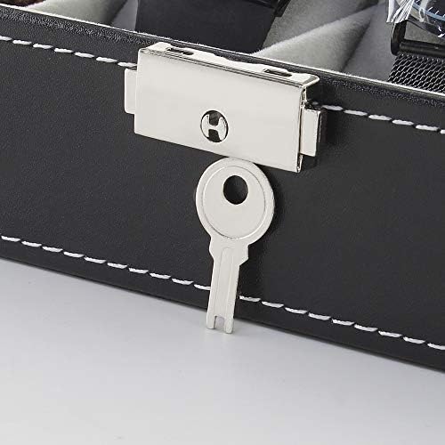 NEX 6 Slots Watch Box Organizer for Men, Black Watch Holder Display Case - Image 6