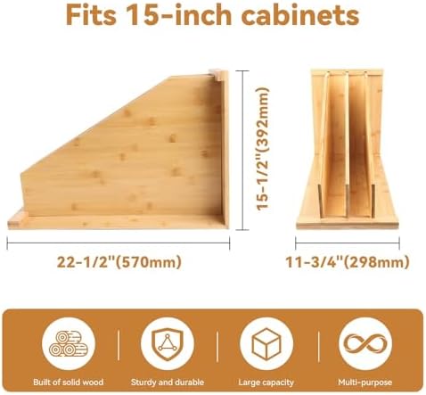 Brvclon 【2-Pack】 Upgraded Tray Dividers for Cabinets,15in Hx22in Dx12in W, Kitchen Cabinet Tray Divider for Pans, Lids, Pot And Pan, Cookie Sheet. with 3 Dividers,Keeping The Kitchen Organized (2) - Image 7