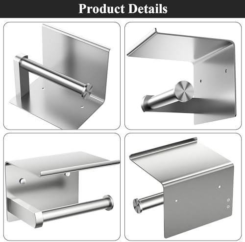 Toilet Paper Holder with Shelf Wall Mounted Toilet Paper Roll Dispenser - Image 5