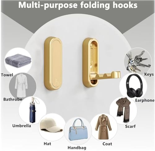 2Set Folding Wall Hooks, 2026 Folding Coat Hooks, Closet Hooks Wall Mount,Foldable Wall Hooks, Clothes Hooks for Wall, Valet Hook,Wall Hooks for Hanging,Bag Hooks for Wall(2PCS Silver) - Image 6