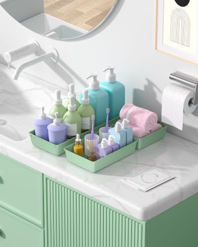 10 Pack Large Size Plastic Drawer Organizers Set, 3 Sizes Desk Drawer Organizer Trays, Storage Bins for Vanity, Makeup, Bathroom, Kitchen Utensils and Office (Green) - Image 7
