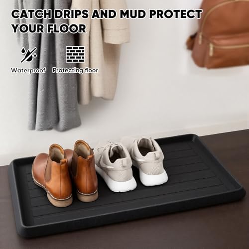 HIYARD Rubber Boot Tray for Entryway, Multipurpose Boot Mat, Shoe Tray, Shoe Mat for Indoor and Outdoor, 16x47, Black - Image 7