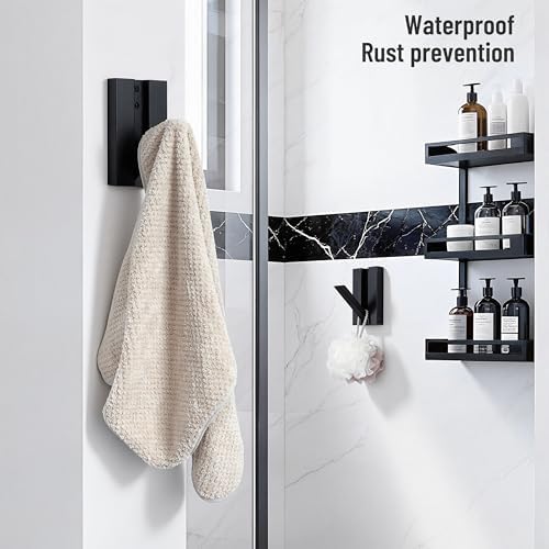 Wood Wall Hooks for Entryway: 2Pack Folding Black Modern Coat Hooks - Image 7