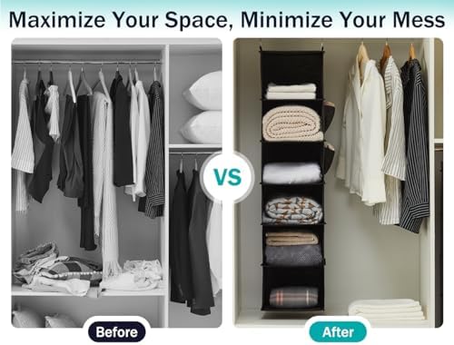 YOUDENOVA Hanging Closet Organizer and Storage, 6-Shelf, Black - Image 6