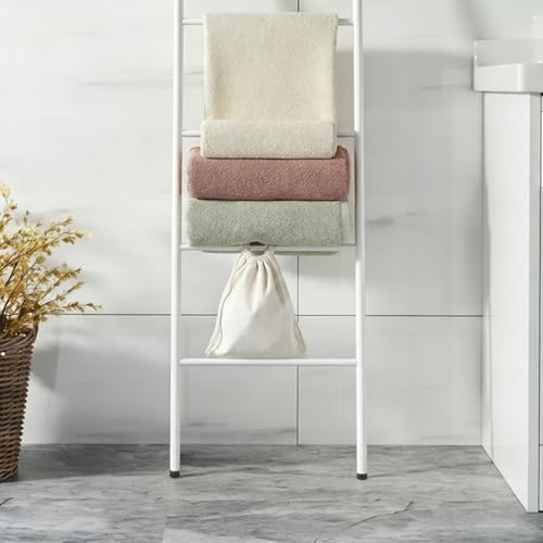 6-Tier Blanket Ladder 68 Inch Wall-Leaning Towel Rack for Living Room and Bedroom, Easy Assembly - White - Image 7