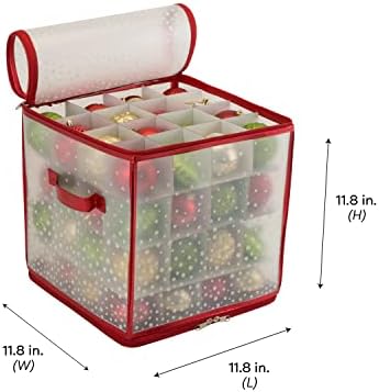 Simplify 64 Count Ornament Storage Box | Plastic | Decorative Organizer | Storage Bin | Red | L12 x W12 x H12 - Image 6