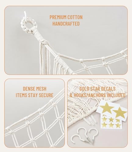 Lare Stuffed Animal Storage Hammock Corner Net - 55" W x 55" H(Cream) - Image 6