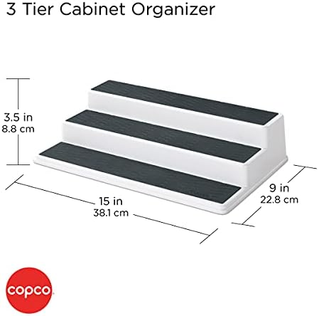 Copco Basics Non-Skid 3 Tier Cabinet Organizer, 15-Inch, Grey (Pack of 2) - Image 3