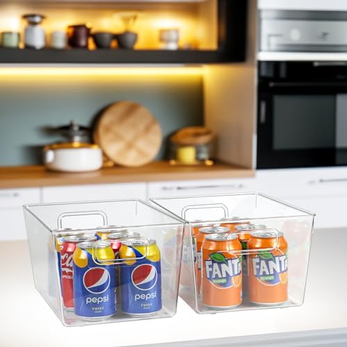 ZEXALOR 4pcs Clear Storage Bins Clear Storage Containers for Kitchen Pantry Organization, Organizing Bins with Built in Handles, Cabinet Organizers - Image 6