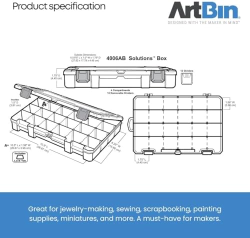 ArtBin Medium Solutions Box Craft Organizer with 12 Dividers, Clear - Image 6