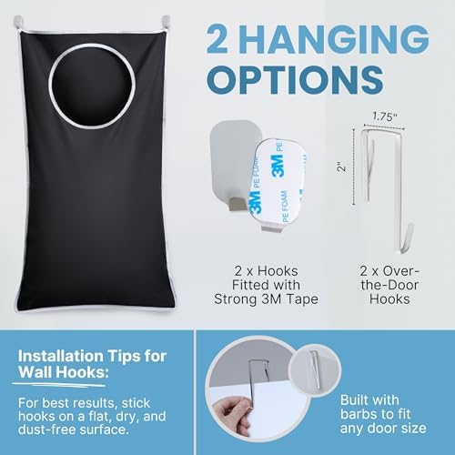 Hanging Laundry Hamper Bag XL 40x22", Space Saving over the Door Storage Bags, Behind the Door Hampers for Dirty Clothes & Wall Mounted Basket for Bathroom - Image 6