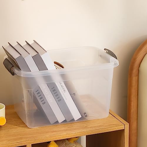Citylife 4 Packs 13.7 QT Storage Bins with Lids Clear Plastic Bins with Grey Handle Stackable Storage Containers for Organizing - Image 6