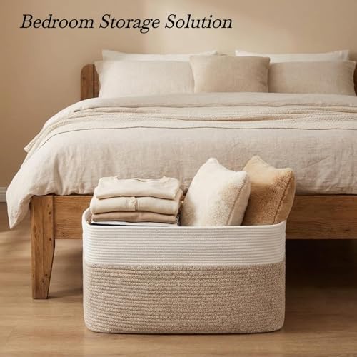 Optish 95L Large Woven Blanket Basket, Storage Basket with Handles - Image 7