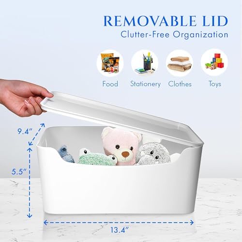 FINESSY White Plastic Storage Bins With Lids And Handles, 2 Pack Organizer - Image 6