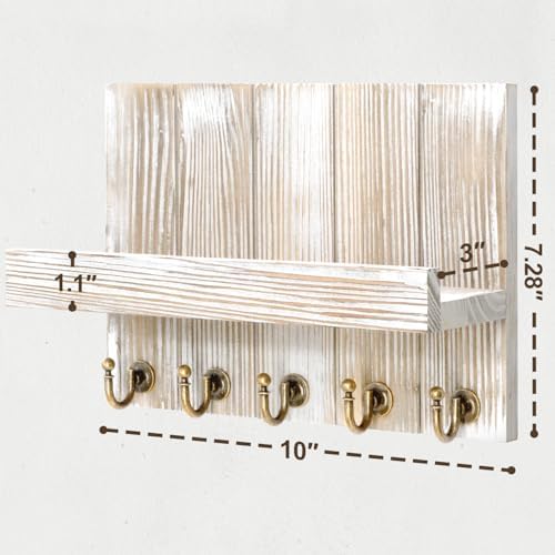 Rebee Vision Key Holder Wall Mount with Shelf for Home Decor, Natural Wood - Image 6