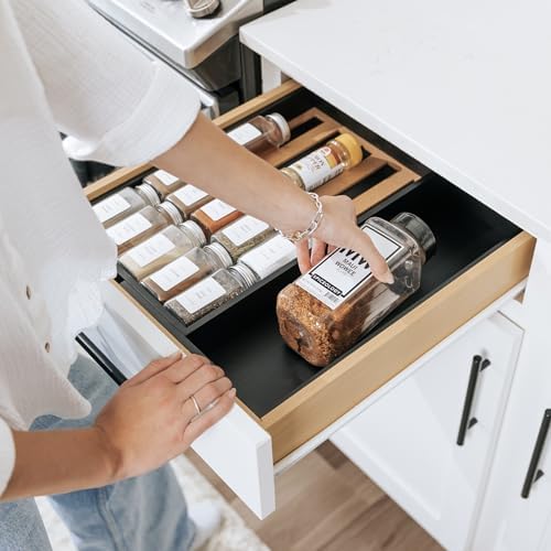 KitchenEdge Expandable Spice Drawer Organizer, Black Bamboo - Image 6