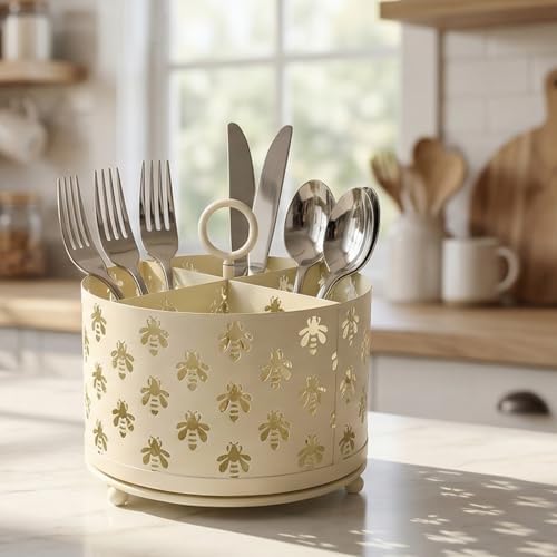 360° Rotating Bee Silverware Caddy Countertop, Utensil Caddy Cutlery Holder - Image 5