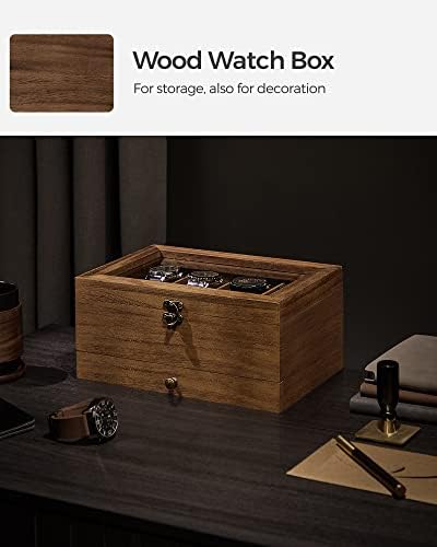 SONGMICS 8-Slot Wooden Watch Box, Display Case with Large Glass Lid - Image 5