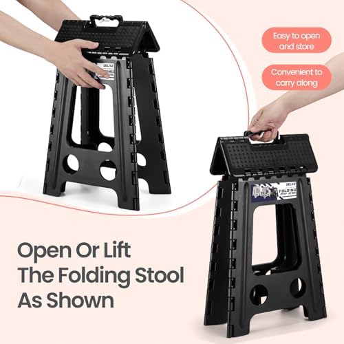 Delxo 17.5 Inch Folding Step Stool,Foldable Step Stool for Adults Black Dot - Image 6