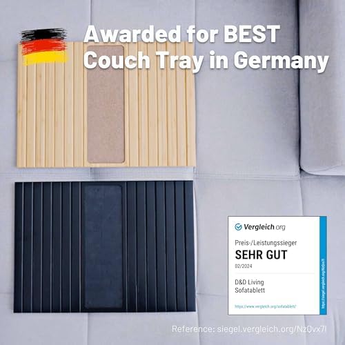 D&D Living® Sofa Tray - Flexible Couch Armrest Organizer with Anti-Slip Cork Pad | Sofa Tray with 18.5x13.4 inches, Sustainable Large Black Bamboo - Image 6