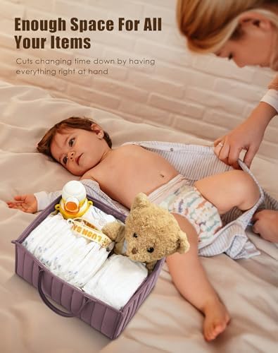SWEET DOLPHIN 2-Pack Baby Diaper Caddy Organizers, Stylish Storage Baskets for Newborn Essentials, Diaper Station & Car Travel, Value Bundle for Baby Shower Gifts & Registry Must-Haves - Tan - Image 6