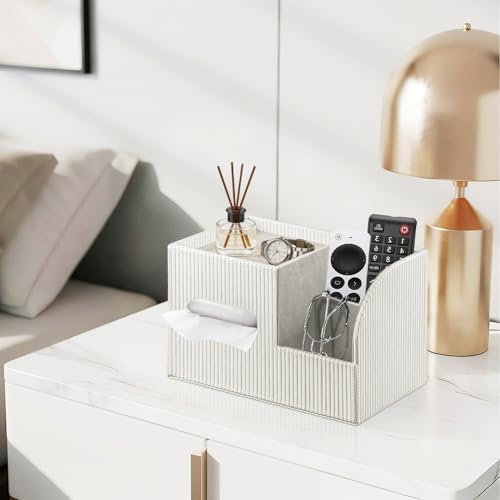PU Leather Tissue Box Cover with Storage Tray, Cube Facial Tissue Holder - Image 7