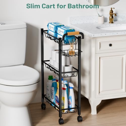 KIMBORA Laundry Room Storage Cart with Detergent Holder with Wheels - Image 7
