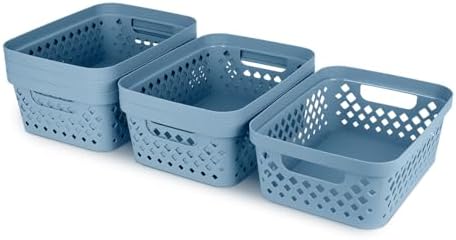 Glad Plastic Storage Basket Set, Value Pack of 6 | Open Storage Bins for Shelves, Bathroom, Pantry, Closet | Nesting Organizer Boxes with Handles, 2 Gallon, Marina Blue - Image 6