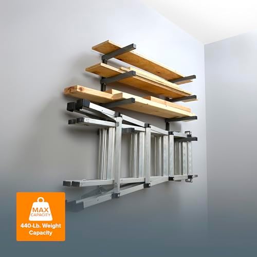 BORA 4-Level Lumber Storage Rack Wall Mount Wood Rack For Garage Organizer - Image 6