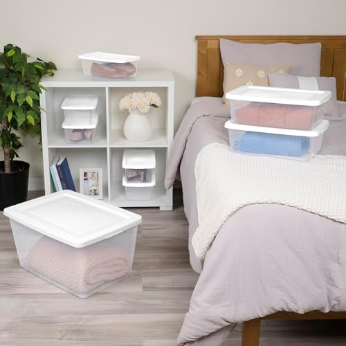 Sterilite Storage Box Stackable Tote, White, 12 Quart, 24 Pack - Image 6