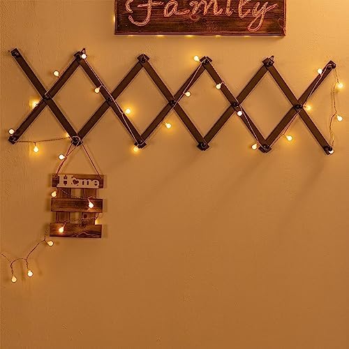 SKOLOO Hat Rack for Wall with 17 Hooks, Solid Wooden, Modern, Expandable Coat Rack Wall Mount for Coats, Hats, Bags, Baseball Caps, Dark Walnut Color - Image 6