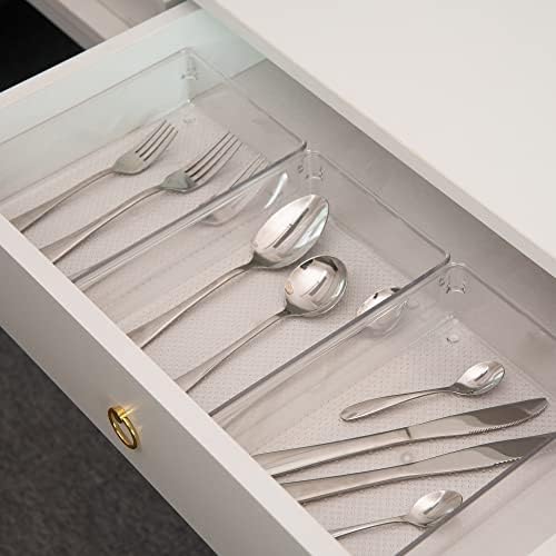 5 Pack Clear Plastic Drawer Organizer Tray Cutlery Utensil Makeups Drawer Silverware Organizers 6" X 9" - Image 6