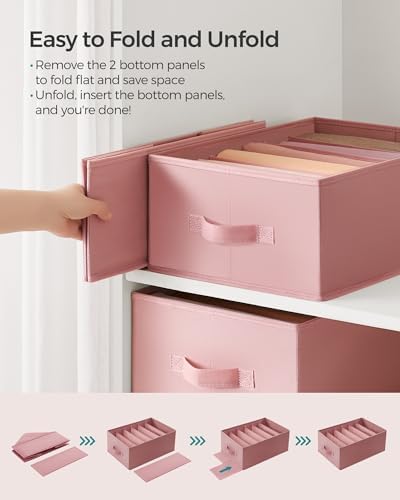 SONGMICS 4 Pack Drawer Clothes Organizers, Large Size 6-Compartment - Image 6