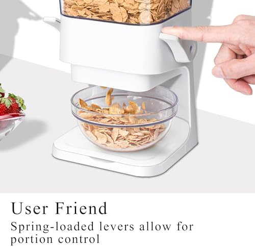 Cereal Dispenser Countertop, 5L Cereal Containers Storage Dispenser for Pantry, Large Dry Food Cereal Dispenser, Not Easy to Crush Cereal, Can Hold Oatmeal, Snack, Grain, Pet Food (White, 2Pc) - Image 7