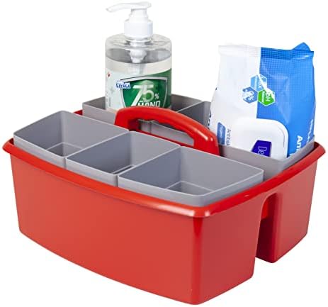 Storex Large Classroom Caddy with Cups, 13 x 11 x 6.575 Inches, Red, Case of 2 (00981U02C) - Image 6