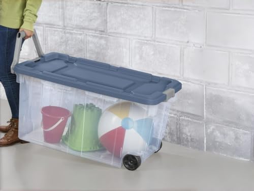 Clear Storage Bins 2 Pack, 160 Qt Wheeled Rolling Tote,Latch Lid,Stackable - Image 6