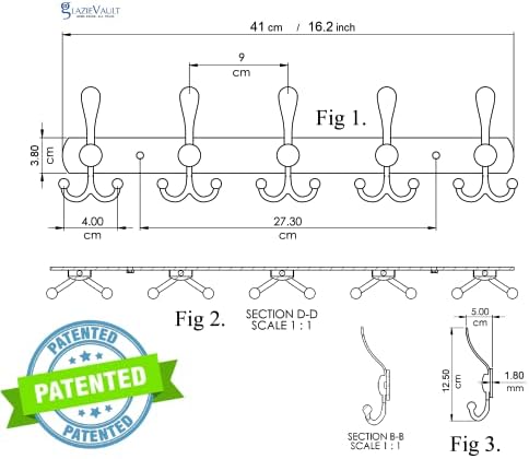 GlazieVault Coat Rack Wall Mount - Stainless Steel Coat Hooks (2 Pack) - Heavy Duty Wall Hooks for Clothes & Accessories (Silver Tri) - Image 6