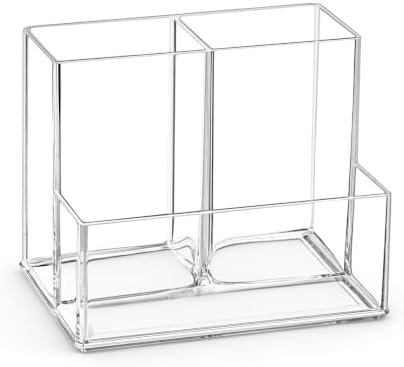 Vowcarol Clear Acrylic Remote Control Holder, 3 Compartments (2 Tall + 1 Low), Small Footprint, Tabletop Storage for TV, AC & Small Items - Image 7
