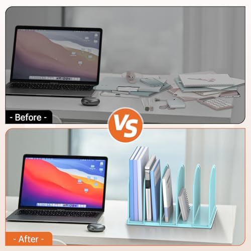 SUPEASY 5-Section Vertical File Organizer, Mesh Desk Organizer, Blue - Image 7