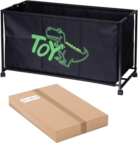 MISSLO Large Toy Box with Wheels Big Toy Chest for Kids Organizer Toy Storage Bin, 124L, Black - Image 6