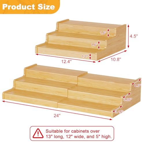 Expandable Bamboo Can Rack Organizer for Pantry, 3-Tier Adjustable Can Storage Holder, Soda Organizer Holds Up to 24 Cans, Canned goods Storage Display for Pantry, Cabinet, Countertop (patent pending) - Image 6
