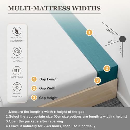 Bed Gap Filler/Mattress Space Extender for Twin/Full/Queen/King Bed, Close Gap(0-12") Between Mattress and Headboard or Wall, Stop Losing Pillows(Dark Blue-LxWxD-76*4*6in) - Image 6