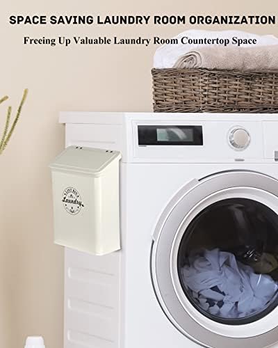 SACREDAY Magnetic Lint Bin for Laundry Room Organization and Storage with Brush, Wall-Mounted Dryer Lint Bin for Room Decor, Space-Saving Trash Can (Cream) - Image 7