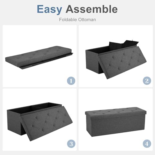 DUMOS 43 Inch Foldable Storage Ottoman Bench, Large Ottoman with Storage - Image 6