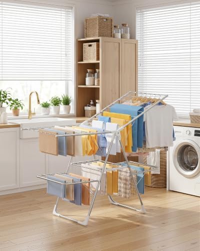 Sakugi Clothes Drying Rack, Foldable 2-Level with 55.5" Adjustable Wings - Image 3