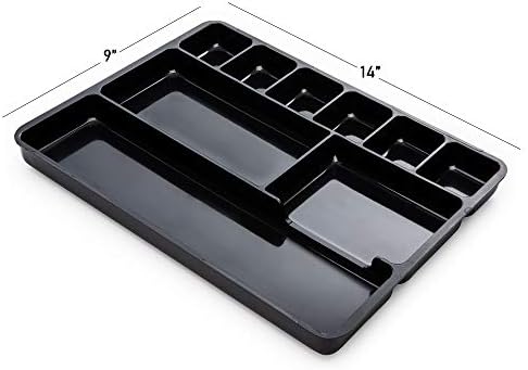 Desk Drawer Organizer Tray with 9 Storage Compartments - For Home and Office - Drawer Organizers Office, Perfect Organizing Pens, Pencils, Paper Clips, Sticky Notes and all your Supplies - 2 Pack - Image 3