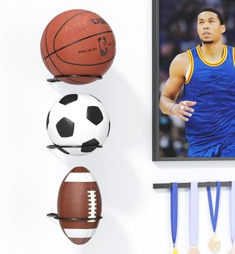 Ball Holder Wall Mount Set –Sports Ball Racks for Basketball, Soccer, Volleyball, Football – Wall Storage & Display for Sports Room - Image 7